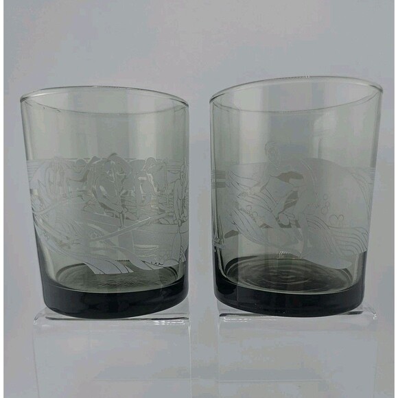 McDonald's Hawaii High Ball Glasses Smokey Frosted Vintage Libbey Set Of 4 - Picture 5 of 9